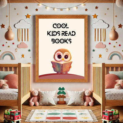 Cool Kids Read Books: Sustainable Framed Poster with Ayous Wood